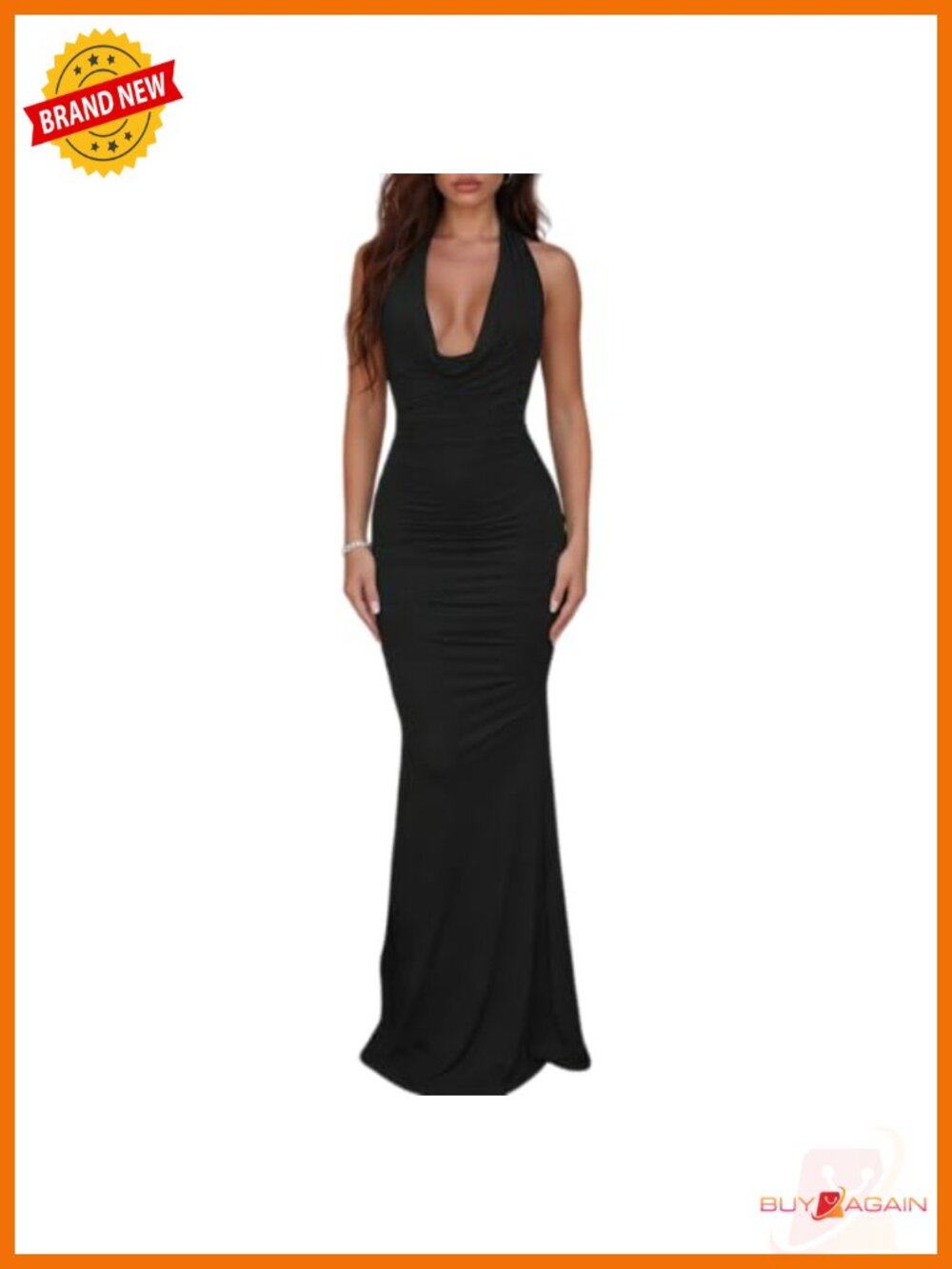 Women's Halter Bodycon Maxi Dress V Neck Backless Formal Cocktail